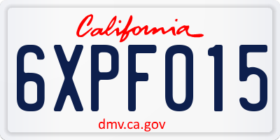 CA license plate 6XPF015