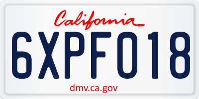 CA license plate 6XPF018