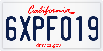 CA license plate 6XPF019