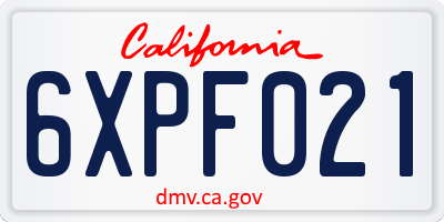 CA license plate 6XPF021