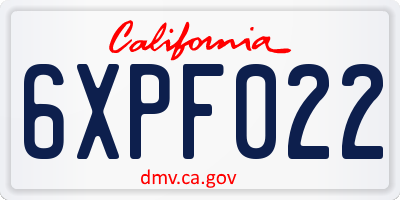 CA license plate 6XPF022