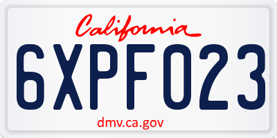 CA license plate 6XPF023