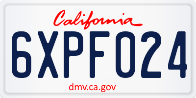CA license plate 6XPF024