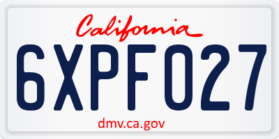 CA license plate 6XPF027