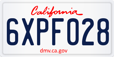 CA license plate 6XPF028