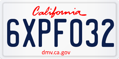 CA license plate 6XPF032