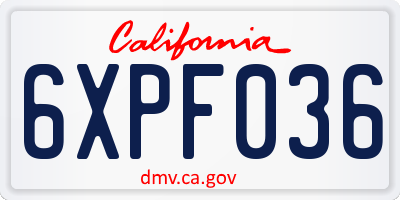 CA license plate 6XPF036