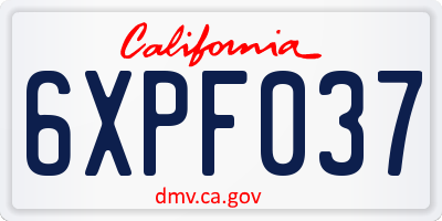 CA license plate 6XPF037