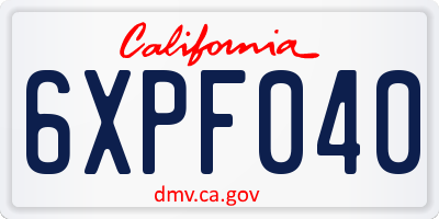 CA license plate 6XPF040