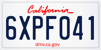 CA license plate 6XPF041
