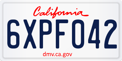CA license plate 6XPF042