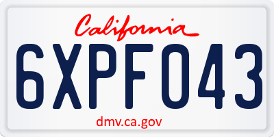 CA license plate 6XPF043