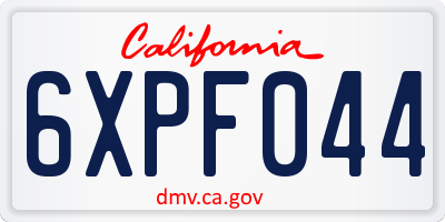CA license plate 6XPF044