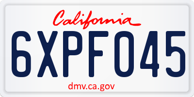 CA license plate 6XPF045