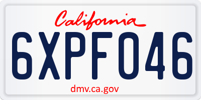 CA license plate 6XPF046