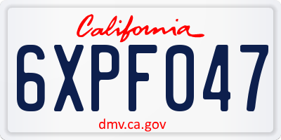 CA license plate 6XPF047