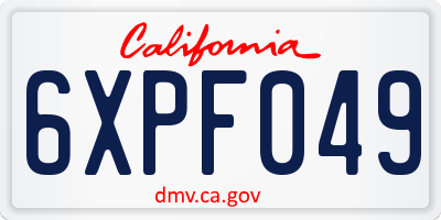 CA license plate 6XPF049