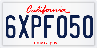 CA license plate 6XPF050