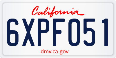 CA license plate 6XPF051