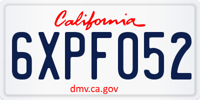 CA license plate 6XPF052