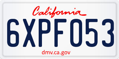 CA license plate 6XPF053