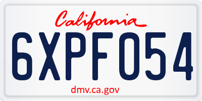 CA license plate 6XPF054