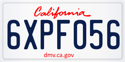 CA license plate 6XPF056