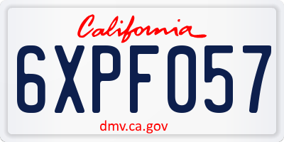 CA license plate 6XPF057
