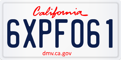 CA license plate 6XPF061
