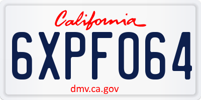 CA license plate 6XPF064