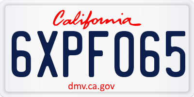 CA license plate 6XPF065