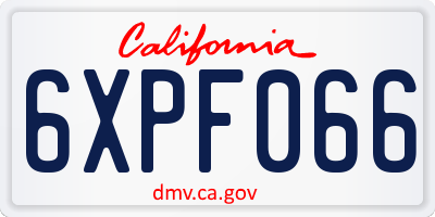 CA license plate 6XPF066