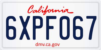 CA license plate 6XPF067