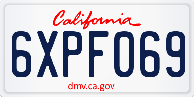 CA license plate 6XPF069