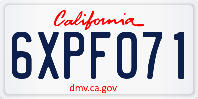 CA license plate 6XPF071