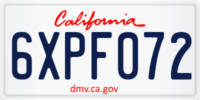 CA license plate 6XPF072