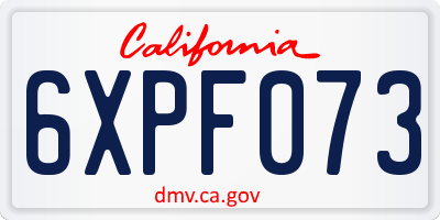 CA license plate 6XPF073