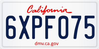CA license plate 6XPF075