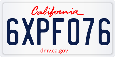 CA license plate 6XPF076