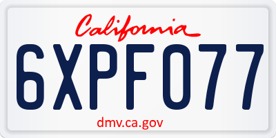 CA license plate 6XPF077