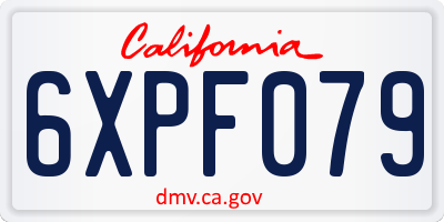 CA license plate 6XPF079