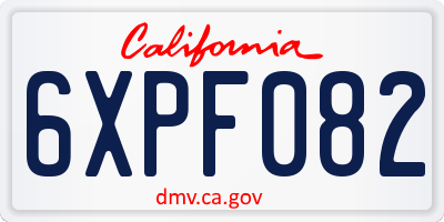CA license plate 6XPF082