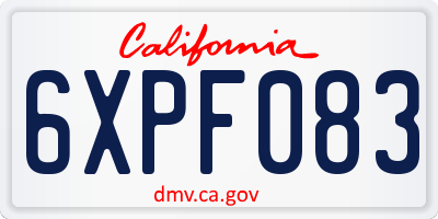 CA license plate 6XPF083