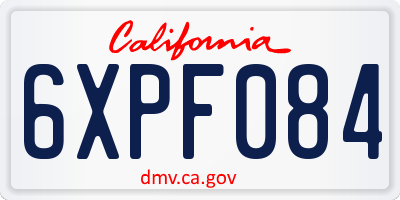 CA license plate 6XPF084