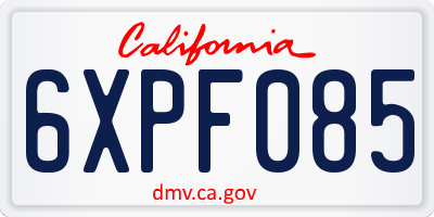 CA license plate 6XPF085