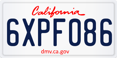 CA license plate 6XPF086
