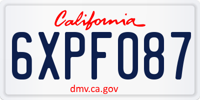 CA license plate 6XPF087