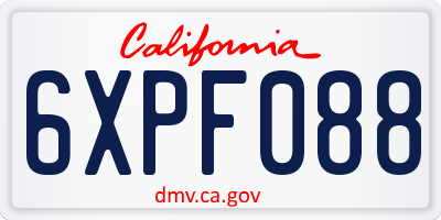 CA license plate 6XPF088