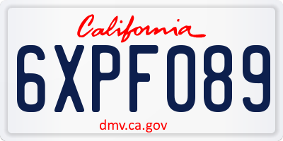 CA license plate 6XPF089