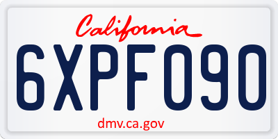 CA license plate 6XPF090